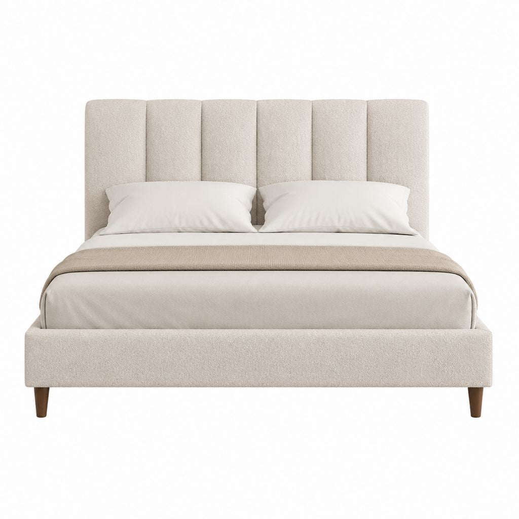 Stauraumbett 180 x 200 cm Beige Polyester Rechteckig mit gepolstertem Kopfteil