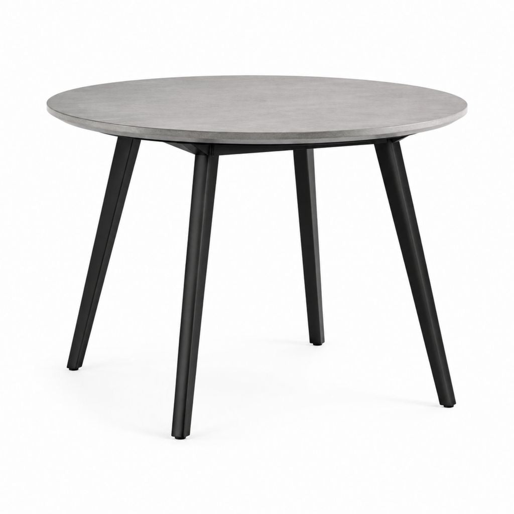Runder Esstisch Grau Schwarz MDF Stahl 100 cm Durchmesser 75 cm Höhe