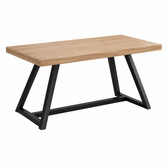 Esstisch Eichefarben MDF Rechteckig 160 x 90 x 75 cm mit schwarzen Stahlkufen