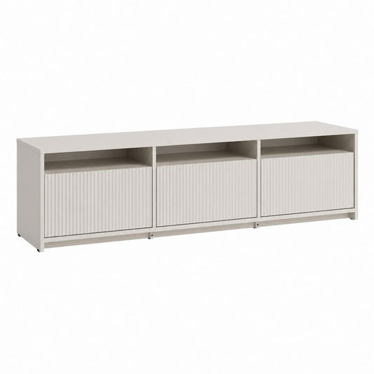 TV-Lowboard Weiß aus melaminbeschichteter Spanplatte mit 3 Klappen 180 x 40 x 60 cm