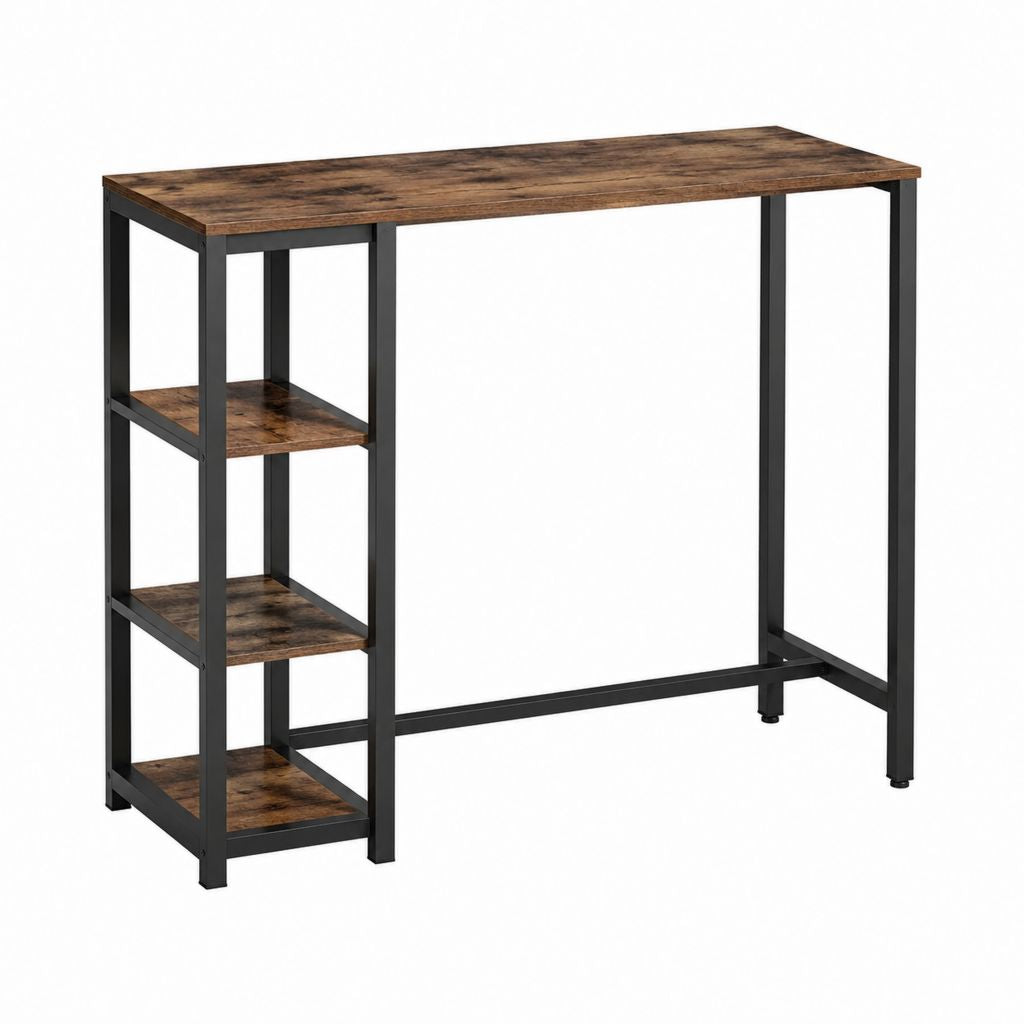 Bartisch Braun Schwarz Spanplatte Stahl rechteckig 120 x 40 x 100 cm mit 3 Ablagen