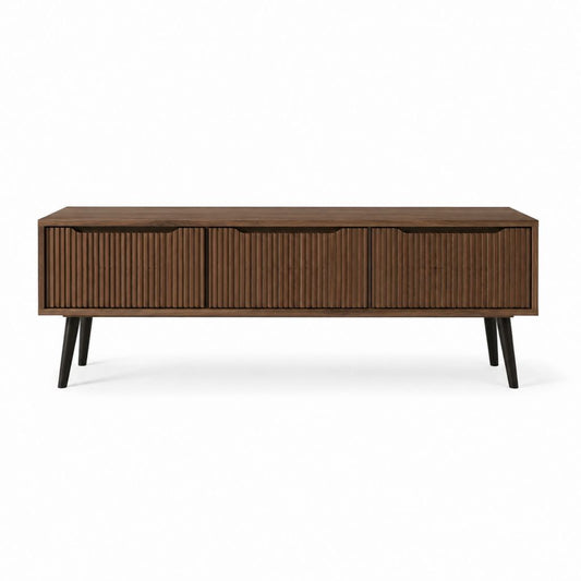 TV-Lowboard mit 4 Türen dunkelbraun aus MDF mit Walnussfurnier rechteckig 180 x 40 x 60 cm