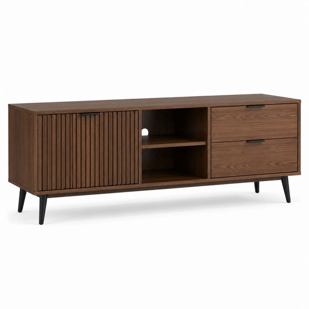 TV-Lowboard Braun MDF mit Walnussfurnier Rechteckig 160 x 40 x 65 cm