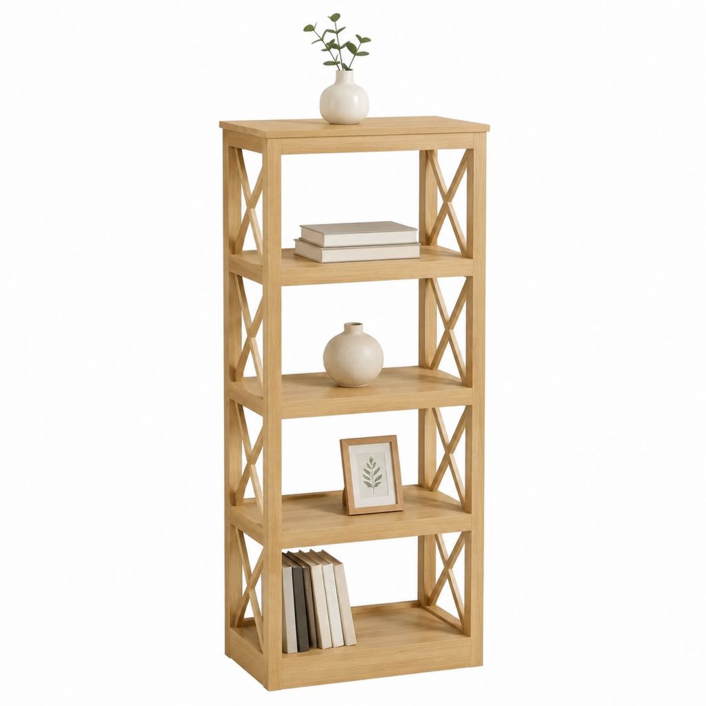 Bücherregal Standregal Eichenholzoptik MDF rechteckig 60 x 30 x 160 cm mit 5 Ablagen