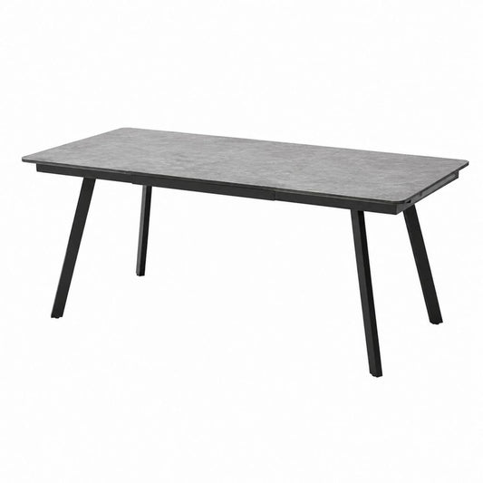 Ausziehbarer Esstisch Grau Schwarz MDF Stahl Rechteckig 160-200 x 90 x 76 cm